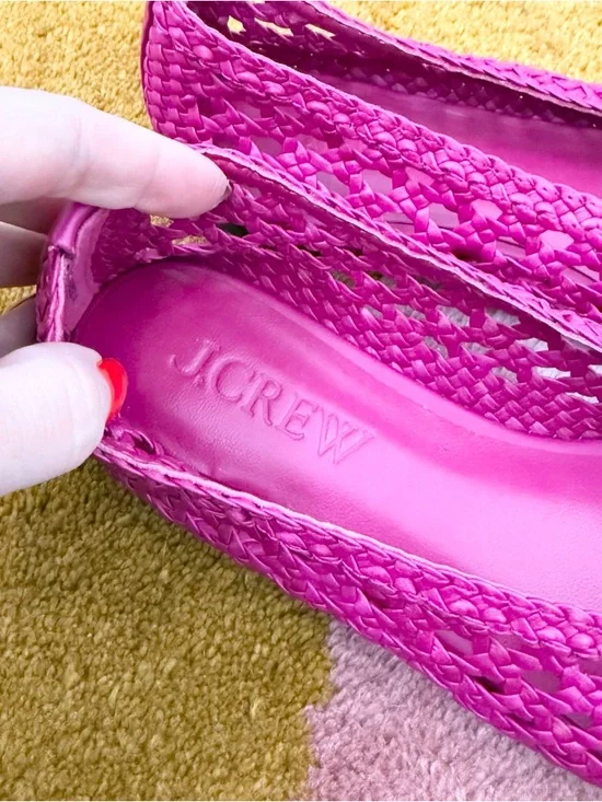 J.Crew Quinn Handwoven Leather Ballet Flats Pink Woven Shoes 6.5 - Picture 3 of 5